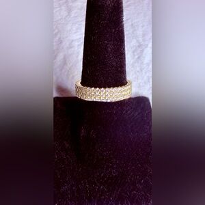 Gold Sterling Silver Moissanite Pavé Band